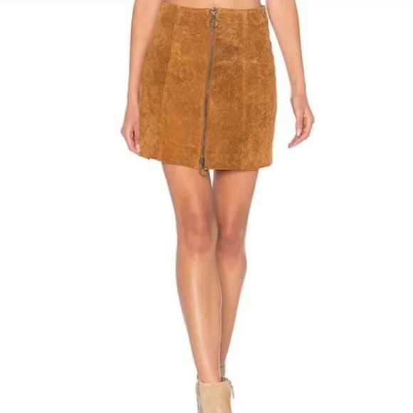 Capulet Dresses & Skirts - Revolve Capulet Tan Suede Leather Two-Way Zip Mini Skirt Size X-Small
